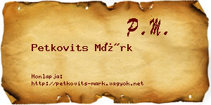 Petkovits Márk névjegykártya