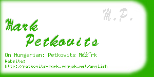 mark petkovits business card